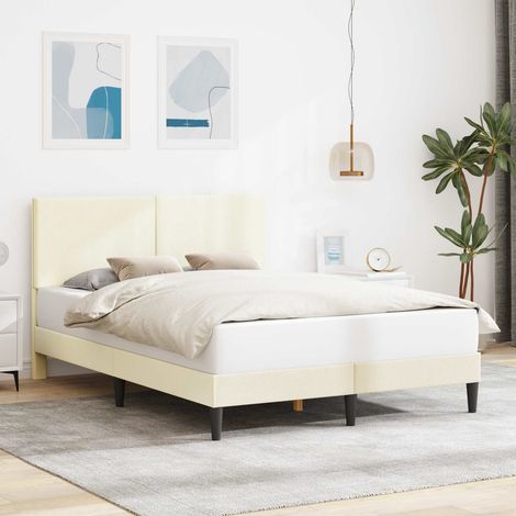vidaXL Cadre de lit Crème 120 x 190 cm Tissu en velours côtelé (1/5)