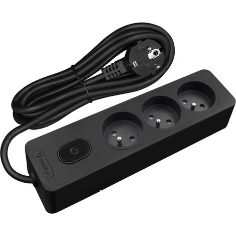 Multiprise SELDUR G3FA22S, 3 prises type E + interrupteur à voyant, Noir, câble 2m (1/4)