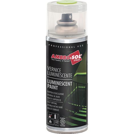 Vernice Smalto Fotoluminescente Verde Segnaledica al buio AMBRO-SOL Spray 400 ml (1/3)