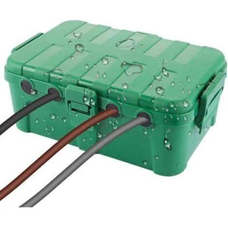 Boîte de distribution étanche,34,5x24x12 cm boite etanche,IP54 coffre de jardin exterieur,boite etanche electrique exterieur Vert,boite derivation etanche Avec 6 câbles d'entrée pour multiprise (1/4)