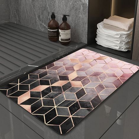 Tapis de bain nordique antidérapant, coton absorbant l'eau TPR antidérapant en microfibre douce, tapis de salle de bain pour salle de bain, salon, buanderie, 40 x 60 cm (1/3)