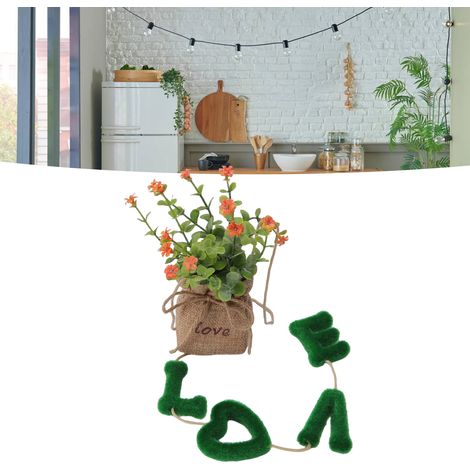 Künstliche Liebesblume aus Kunststoff, Jutesack, Seidenblume, Dekoration für Zuhause, Wohnzimmer oder Hochzeit, Hängekorb für den Flur. (1/5)