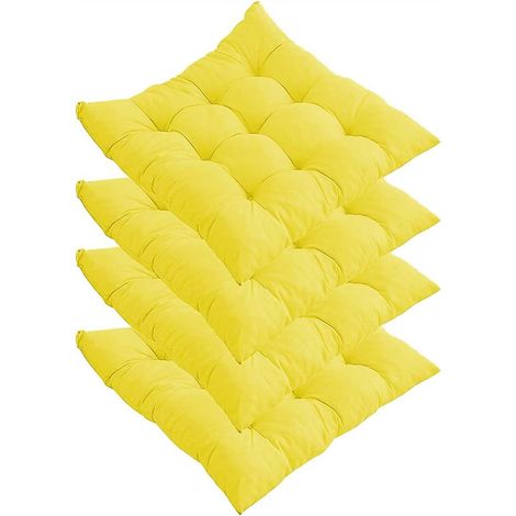 Juego de 4 cojines gruesos para silla de comedor (40 x 40 cm), ideales para jardín, hogar, oficina, interior y exterior (amarillo) (1/4)