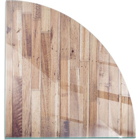 Plaque de sol sous poêle à bois en verre trempé protection thermique du plancher Planches de bois disposées 1/4 100x100 cm (1/5)