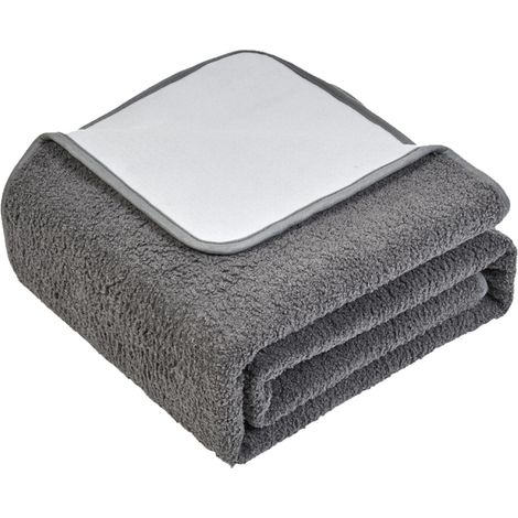 Plaid chauffant électrique infrarouge lointain fibre carbone 9 niveaux chaleur temporisateur 12h gris (1/4)