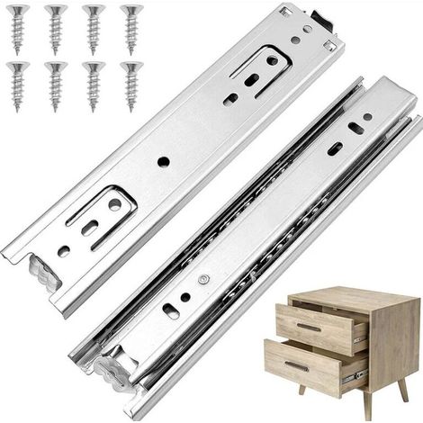25cm - 1 Paire Glissière pour Tiroir Coulisse à Billes Extension Complète avec Vis Capacité de Charge 50kg (1/5)