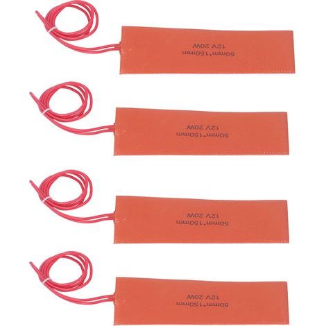 4 Pcs Coussin Chauffant en Caoutchouc de Silicone, Couverture Chauffante en Silicone Tapis Chauffant en Silicone Flexible Couverture Chauffante en Caoutchouc pour Équipement Industriel 20W 12V (1/5)