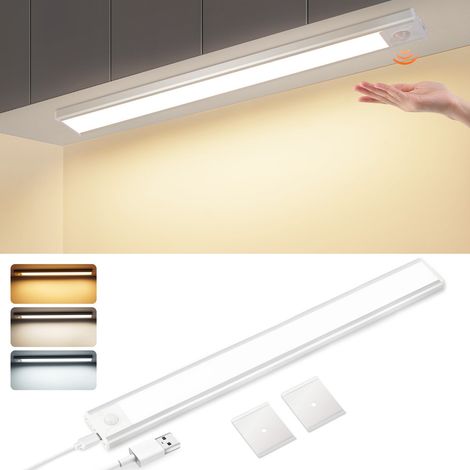 GBLY Unterbauleuchte Küche Led 40CM - Schrankbeleuchtung mit Bewegungsmelder Dimmbar 3 Farbtemperatur Schrankleuchte USB Wiederaufladbar Lichtleiste für Küche Unterschrank Regale Vitrinen