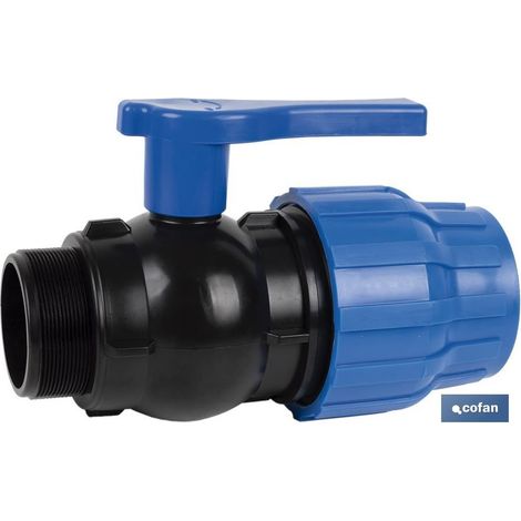 Pack de 20 unités vanne à boule filetage mâle PP PN16 25 x 3/4