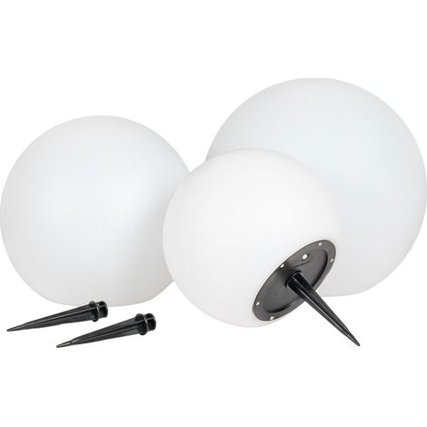 Lifton — Set 3 sfere LED solari da giardino in 3 misure, bianche, IP44