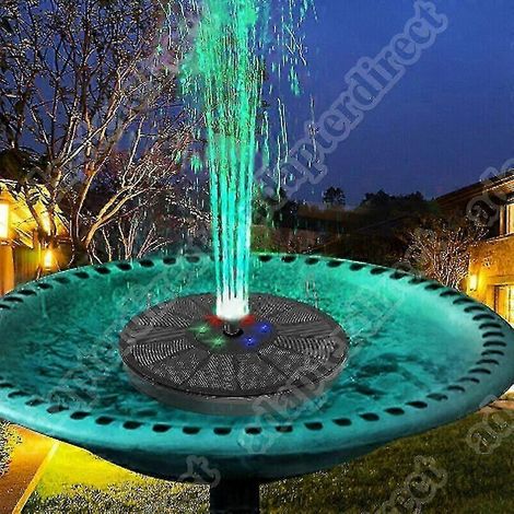 Pompe à fontaine LED à énergie solaire, idéale pour les bassins de jardin et les jeux d'eau. (1/3)