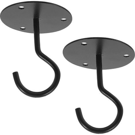 Lot de deux crochets en fer forgé noir en forme de trompe d'éléphant pour armoires et penderies d'intérieur (1/5)