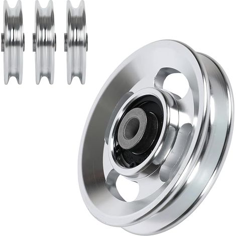 Poulie de 90 mm en alliage d'aluminium pour appareils musculation (tirage vertical), équipements sportifs, roulettes porte garage et accessoires fitness (argenté) (1/5)