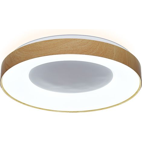 Plafonnier LED Ø50 cm 40W CCT polycarbonate effet bois