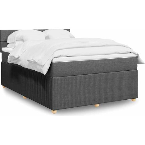 Boxspringbett mit Matratze Dunkelgrau 140x200 cm Stoff