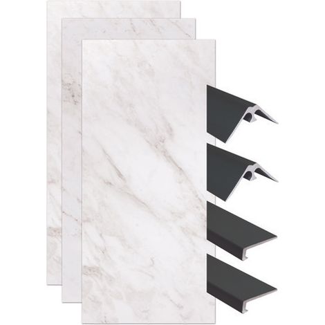 ONDEE - Kit instalación paneles murales nicho EVENA mármol gris 120cm perfil negro (1/4)