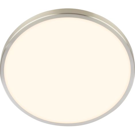 Plafonnier LED avec cache décoratif, couleur de lumière blanc chaud, 17,5 W, 2400 lm, ampoule LED, plafonnier, lampe de salon, cuisine, éclairage de plafond, couloir, 33x6 cm, nickel mat (1/5)