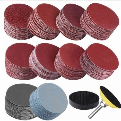 Lot de 200 disques abrasifs de 50 mm, grain 80-3000, pour ponceuse orbitale, papier de verre de 5 cm