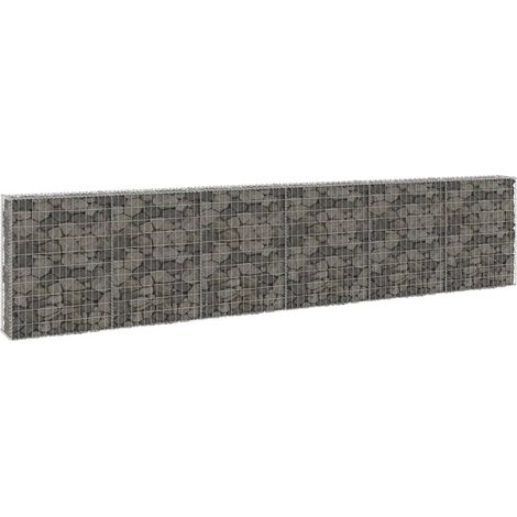 vidaXL Gabbione con Copertura in Acciaio Zincato 300x30x100 cm