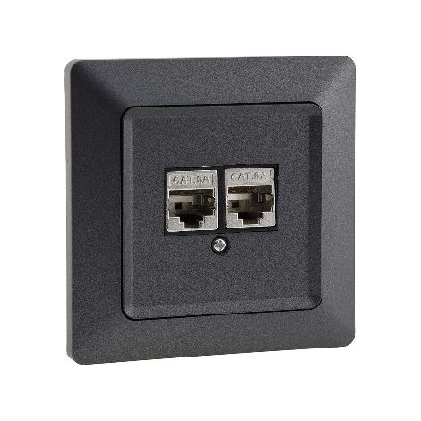 MILOS Netzwerkdose 23046, 2x CAT6, anthrazit (1/5)
