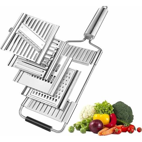 4 en 1 Cuisine Mandoline Trancheuse Multifonctionnelle En Acier Inoxydable Manuel Coupe-Légumes 4 Modes Trancheuse Cuisine Mandoline Trancheuse pour Salade Courgette Carotte Oignon (1/5)