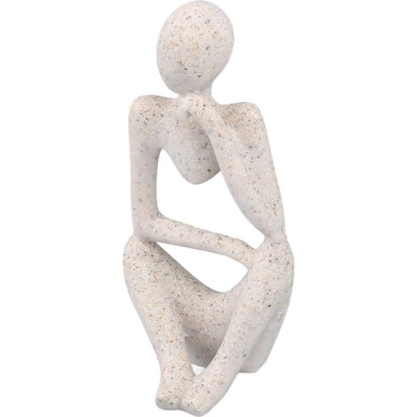 Statue de penseur en résine, ornement abstrait représentant un penseur, bureau, salon, bibliothèque, décoration en grès (côté gauche)