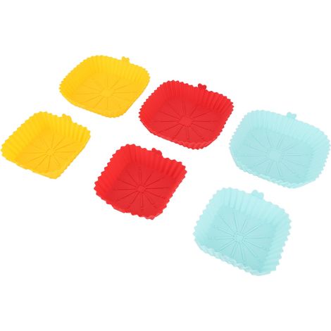 Lot de 6 paniers de cuisson carrés réutilisables en silicone antiadhésif pour friteuse, résistants à la chaleur et à la chaleur. Accessoires de rechange pour friteuse. (1/5)