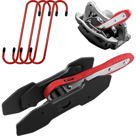Bremssattelwerkzeug Ratschen Bremskolben-Rückstell-Werkzeug mit 2 Stahlplatten und 4 S Haken Bremsbelag-Ersatzhaken (1/5)