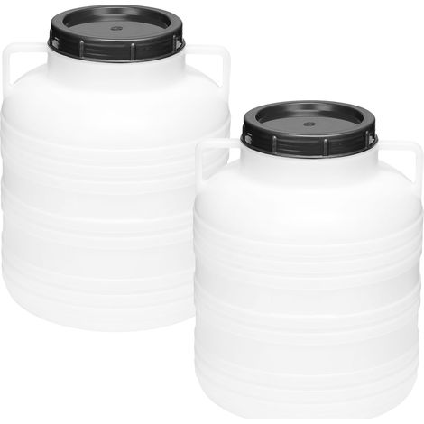 Garronda réservoir d'eau de 2 x 20 litres, Baril Alimentaire, fût à Large Ouverture en HDPE et sans BPA, tonneau de Jardin, bac à Aliments pour Animaux, conteneur d'eau, tonneau Universel GD-0078, Bla (1/5)
