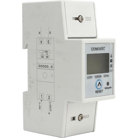 Einphasen-Stromzähler mit LCD-Anzeige, DIN-Schiene, 2-poliger Summenzähler, 220 V DC, 5–80 A (1/5)