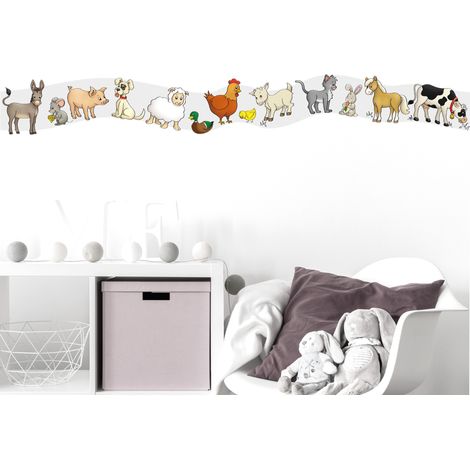 Frise décorative adhésive, animaux de la ferme, enfant, 9 cm X 300 cm (1/5)