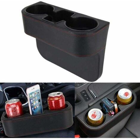 Portavasos para coche, organizador de asientos para coche, organizador de recambios para coche con funda de cuero.