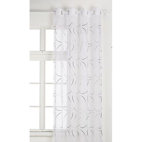 Voilage en Etamine Légère Artistique Gris clair 140x260 cm (1/2)