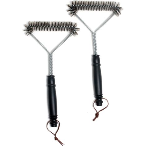 Brosse pour barbecue, brosse de nettoyage de gril, brosse de nettoyage de gril en fil d'acier à trois côtés de 12 pouces brosse de gril pratique, 2 pièces (1/3)