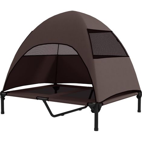 Niche surélevée pour chien d’extérieur avec toit, 91 x 76 x 90 cm, marron café (1/5)