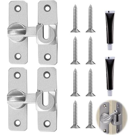 2 PCS Verrou de porte coulissante, 90°/180° Serrure de Fermeture Verrou Porte Coulissante Alliage D'aluminium Porte Coulissante Fermeture Verrou de Porte pour Portes Coulissantes Porte Coulissante
