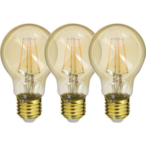 Lot de 3 Ampoules à filament LED A60, culot E27, 340 lumens, conso. 4W éq. 32W, Blanc chaud (1/3)