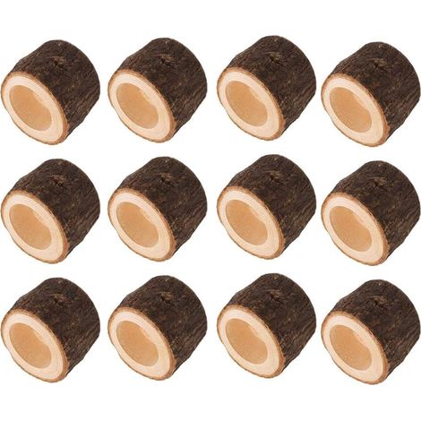12 Pack Wooden Tea Light Holders for Centerpiece, Halloween, Christmas, Party, Valentine's Day, Home Decor (6 x 4.2cm) (1/5)