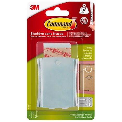 Accroche adhésif tête de clou acier – Charge maximale 3,6 kg – Fixation sans trous pour surfaces lisses – Technologie 3M stretch-release – Command (1/5)