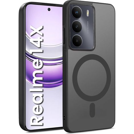 Funda para Realme 14X / Realme C75, compatible con MagSafe, funda mate Erbord, color negro. (1/5)