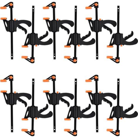 Lot de 10 serres-joints à une main – Force de serrage 11 kg – Plage de serrage 35 à 100 mm – Coussinets en plastique haute qualité (1/5)