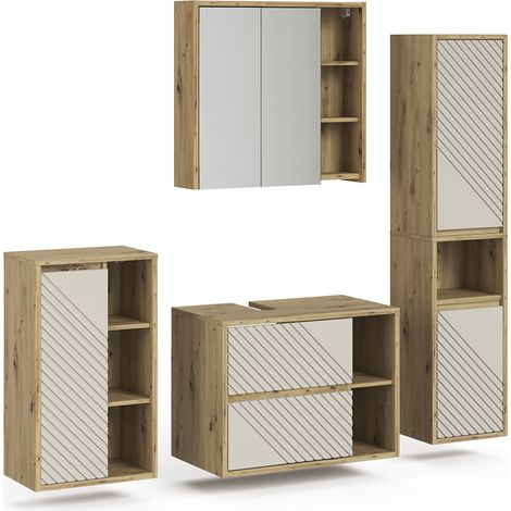 Conjunto de muebles de baño Viola, Roble artesanal, 4 partes, Vicco (1/5)