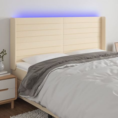 Cabecero con LED de tela color crema 163x16x118/128 cm vidaXL (1/5)