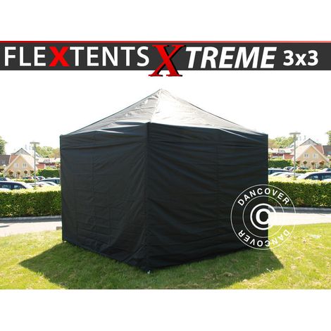 Pop up gazebo FleXtents Xtreme 50 3x3 m Black, incl. 4 sidewalls (1/2)