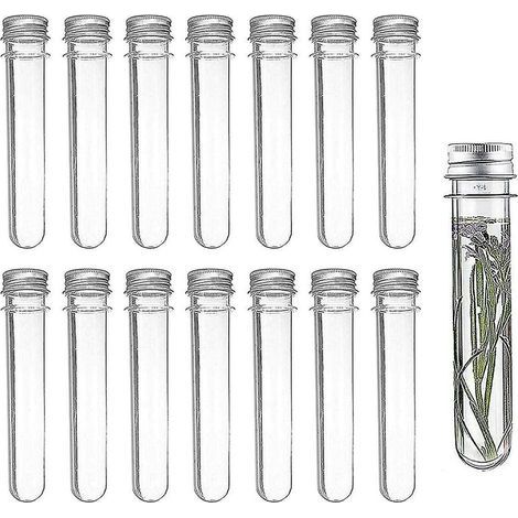 14 transparente Kunststoff-Reagenzgläser mit Schraubverschluss, 40 ml (1/4)