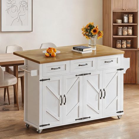 Îlot de cuisine avec plan de travail rabattable 140 x 70 x 90.5 (1/5)