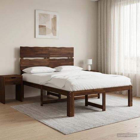 Cama doble con cabecero ROSTOCK Marrón Oscuro 120 x 200 cm (1/5)