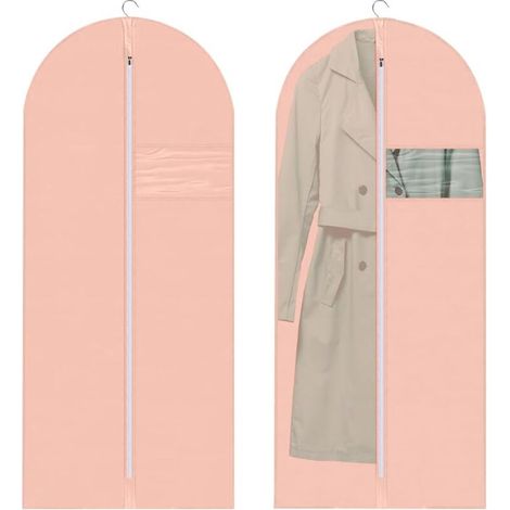 royaluxe -Sac à vêtements, 2 housses anti-poussière pour vêtements, housse de protection en tissu Oxford avec fermeture éclair, anti-mites, housse de protection pour robes, manteaux (rose) (1/5)