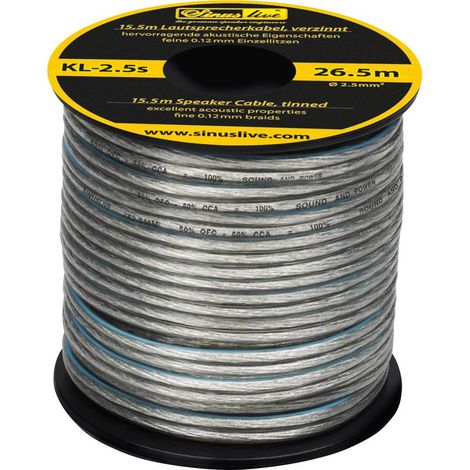 Cavo per altoparlanti 1 x 2.5 mm² Argento Sinuslive KL-2,5S 15.5 m
