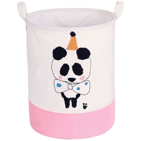 Foldable Waterproof Baby Laundry Basket, Dirty Clothes Storage Basket, Laundry Bag, Round Fabric Storage Bucket for Laundry Room, Kids Toys (Panda) (1/3)